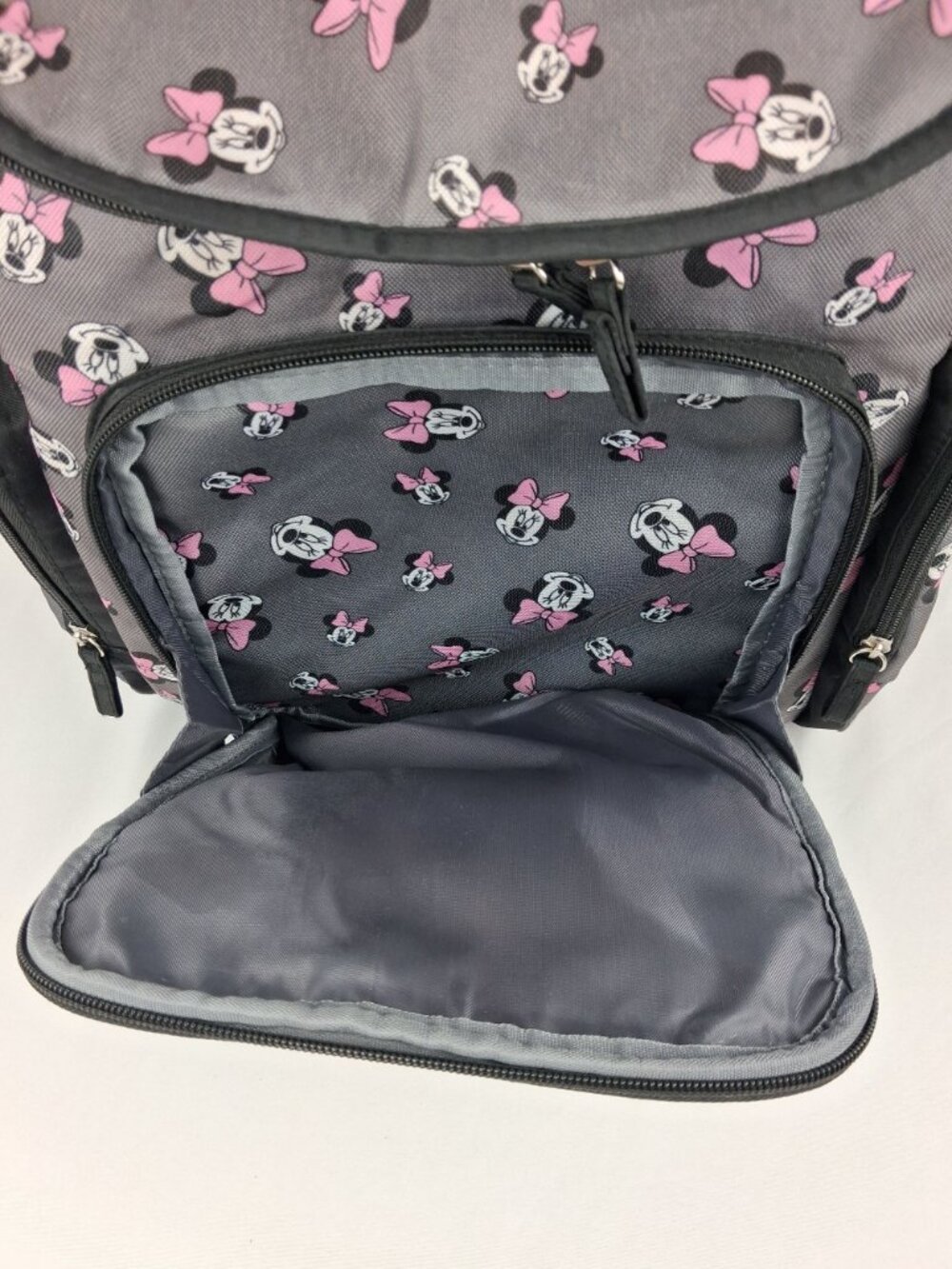Disney Baby Minnie Mouse Backpack Diaper Bag With Pink Bow Print Multi-Pockets - Picture 7 of 16